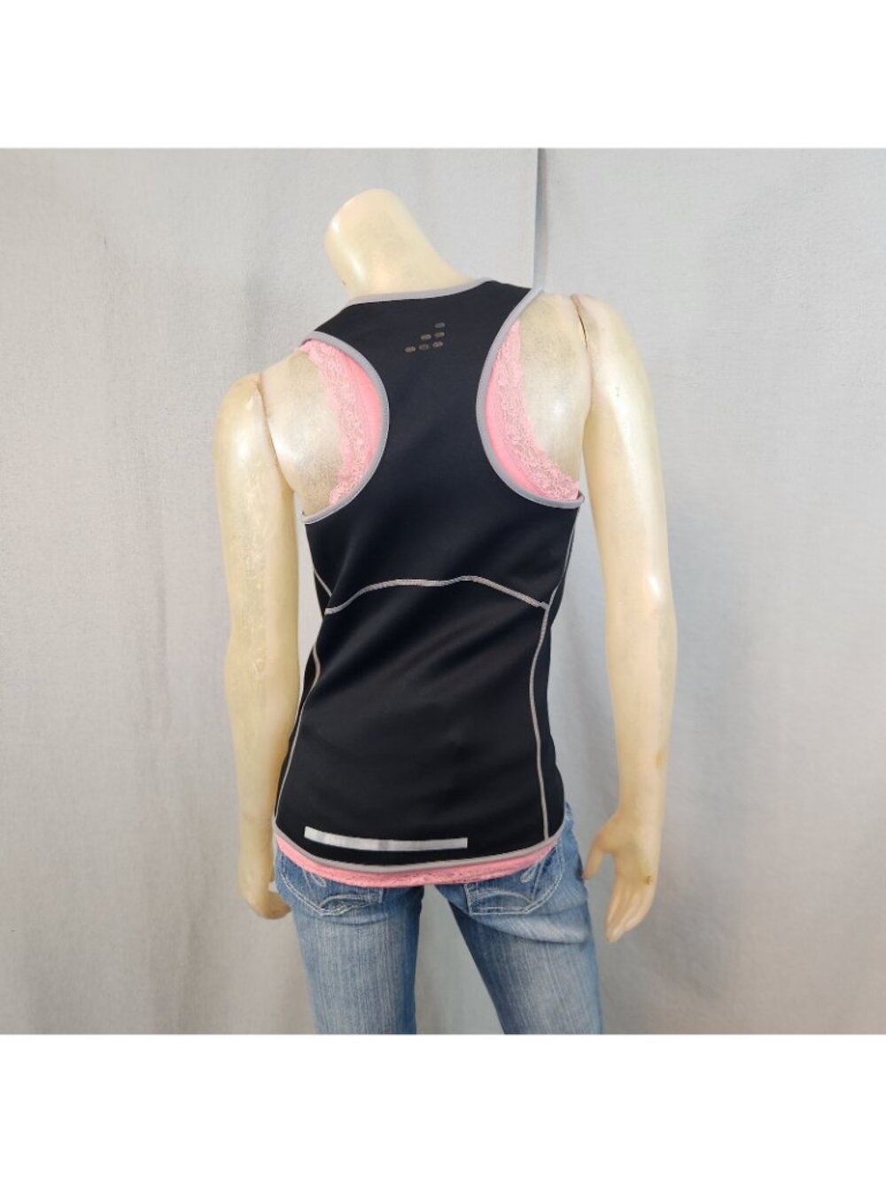 BCG Black Slimmer Tank Top Sleeveless Shirt Workout Racer Back SMALL Sauna Sweat - Picture 5 of 8